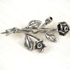 Vintage brooch 800 silver rose branch 60s mid century jewelry accessories design fashion jewelry brass fifties roses