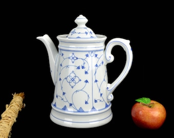 XXL Kaffeekanne Oscar Schaller um 1900 Kanne Strohblume Porzellan coffee pot porcelain Vintage Design Landhaus shabby Tee tea Küche Teekanne