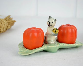 Cortendorf Tomaten Gewürzstreuer Salzstreuer Pfefferstreuer Katzen Keramik Pottery Goebel Design Figur 50er 60er Vintage mid century Retro