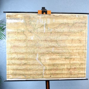 vecchia mappa in rotolo del Reich tedesco Germania anni '30 ed. Gaebler's Map School Chalkboard Wall Chalkboard Design vintage Sussidi didattici Brocante murale