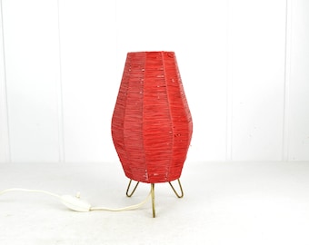 Tripod table lamp 50s lamp light vintage design mid century brocante table lamp 60s raffia raffia braid