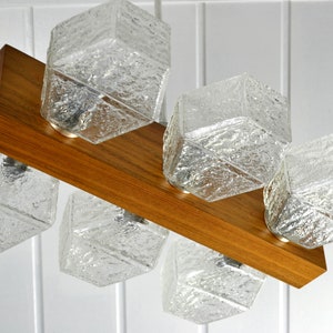 Temde ceiling lamp teak mid century 60s design ceiling light ice glass lamp light vintage glass 50s