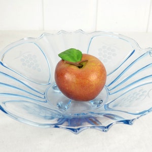 Serving bowl bowl blue GDR 50s 60s pressed glass glass bowl grapes ground serving bowl fruit bowl design Brocante Vintage