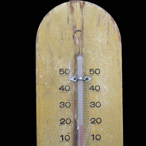 Advertising Thermometer Nerves Balm Th. Heinz Klemm KG Pharmaceutical Factory Jena Advertising shops 50s Wood Vintage Design Temperature Meter Celsius