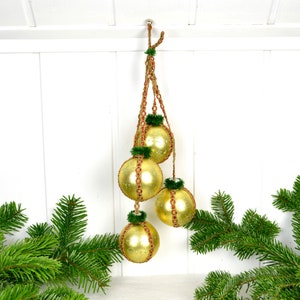 Décoration de sapin de Noël décoration de fenêtre 4 boules Lauscha Gold boules de sapin de Noël boules de Noël sapin de Noël sapin de Noël shabby Xmas