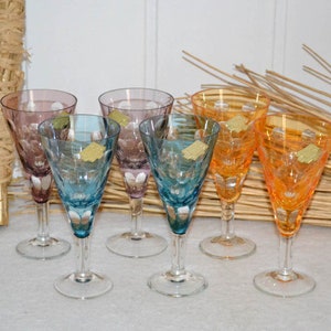 6 Kristallgläser Sektrömer OL Überfangglas Sektglas Sekt Glas Wein Kristall Vintage Landhaus shabby wine glass crystal Design Dekoration Bild 1