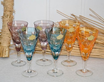 6 Kristallgläser Sektrömer OL Überfangglas Sektglas Sekt Glas Wein Kristall Vintage Landhaus shabby wine glass crystal Design Dekoration