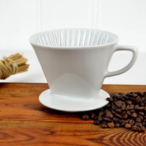 East German (GDR) coffee filter, white, 3-hole, vintage design, kitchen, country style, shabby chic, rustic, coffee pot, mid-century, brocante, VEB