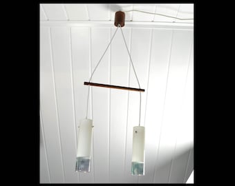 Pendelleuchte Deckenlampe Teak 60er 70er Deckenleuchte mid century Design Leuchte Vintage Design Glas