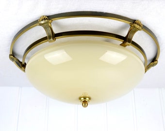 Kaiser Leuchten Deckenlampe 50er Vintage Design Glas Messing Lampe Leuchte Design