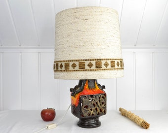 Keramik Tischlampe fat lava 60er Lampe Leuchte Design Tischleuchte Pottery 70er Modern Retro Brocante
