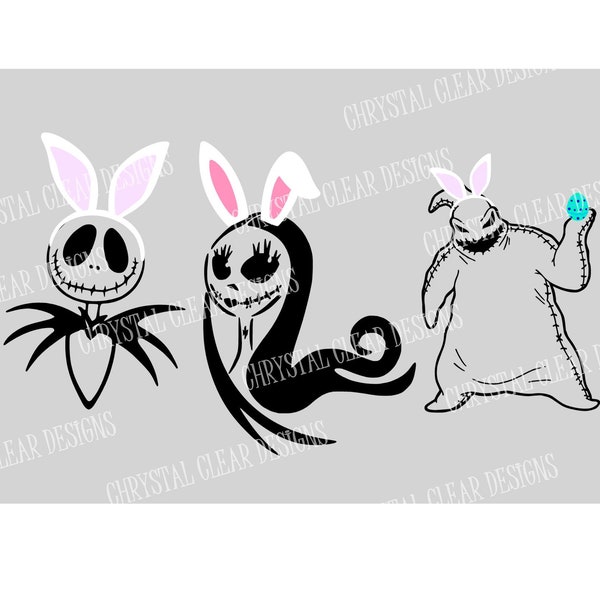 Nightmare Before Christmas Easter svg. Oogie Boogie, Jack Skellington, Sally. Digital files DXF/SVG/PNG cut files. Jack Easter. Sally Easter