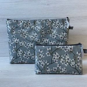 XXL toiletry bag and cosmetic bag oilcloth Au Maison Amalie Dusty Blue in a set!