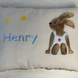 Cuddly pillow Henry beige rabbit with desired name