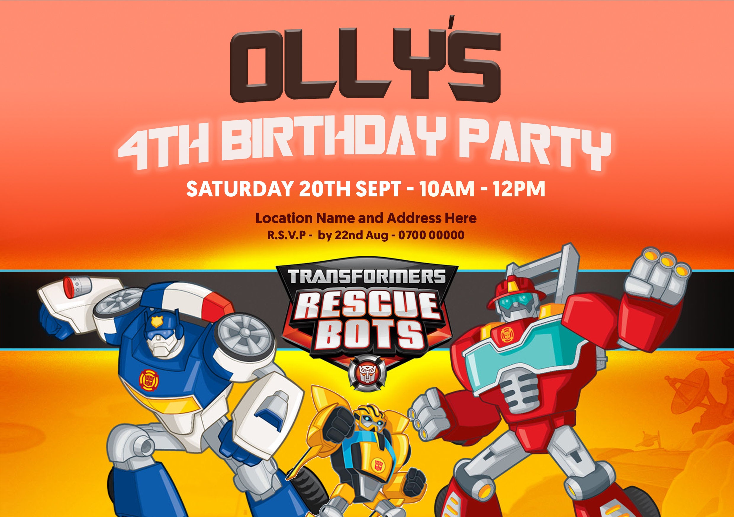 Rescue Bots Birthday Party Invitation Transformer Invitation Etsy