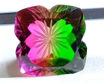 12ct geschnitzter Kissenschliff zweifarbiger Quarz Doublette Edelstein (12X12X9MM)