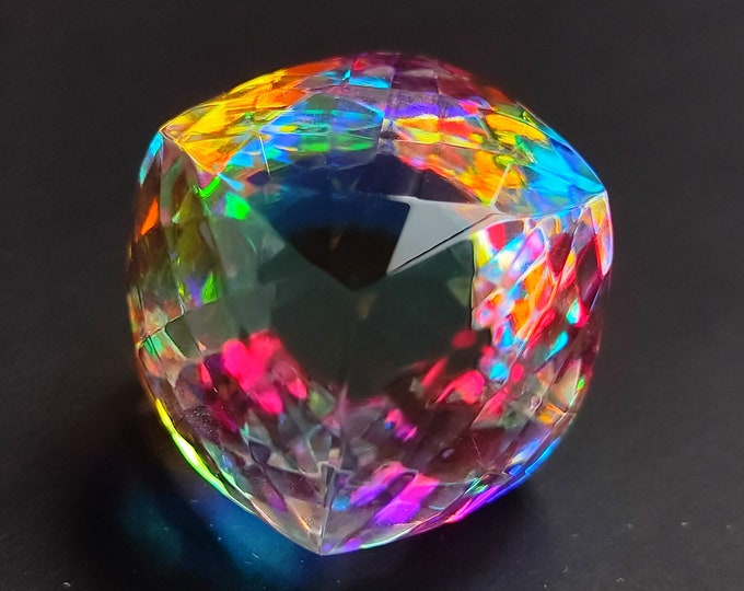 Featured listing image: Mystic quartz gemstone mystic cube gemstone multi colour cube beautiful Multi fire gemstone Faceted mystic cube perfect for pendant 19X19mm