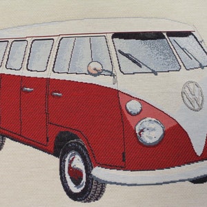 vw bus bulli / GOBELIN / kissenstoff / rot / kissenpanel 47cm x 47cm