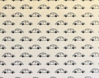 1 m+ tissu décoratif VW BEETLE | aspect lin | Tissu sous licence (12,80 EUR/mètre)