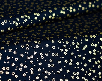 japan stoff LITTLE SAKURA | schwarz gold print | sevenberry | baumwolle (19,80 EUR/m)