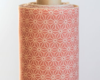 japan fabric ASANOHA | cotton hemp flower | salmon pink | star pattern (17.80 EUR/meter)