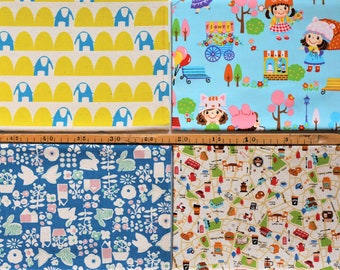 SALE ! 4 x 0.5m japan kinderstoff paket 3 | baumwolle leinen bedruckt (12,50 EUR/m)