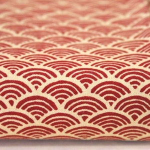 japan fabric SEIGAIHA | cotton | bordeaux on ecru | Japanese traditional (18.80 EUR/meter)