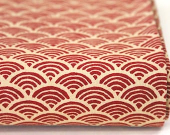 japan fabric SEIGAIHA | cotton | bordeaux on ecru | japan traditional (18,80 EUR/meter)