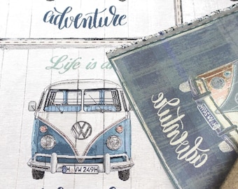Decorative fabric VW bus bulli Tapestry Cushion fabric Panel size 47  x 47 cm