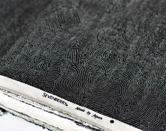 japan stoff DOTTED WAVES schwarz | baumwolle sevenberry | wilde wellen (19,40 EUR/m)