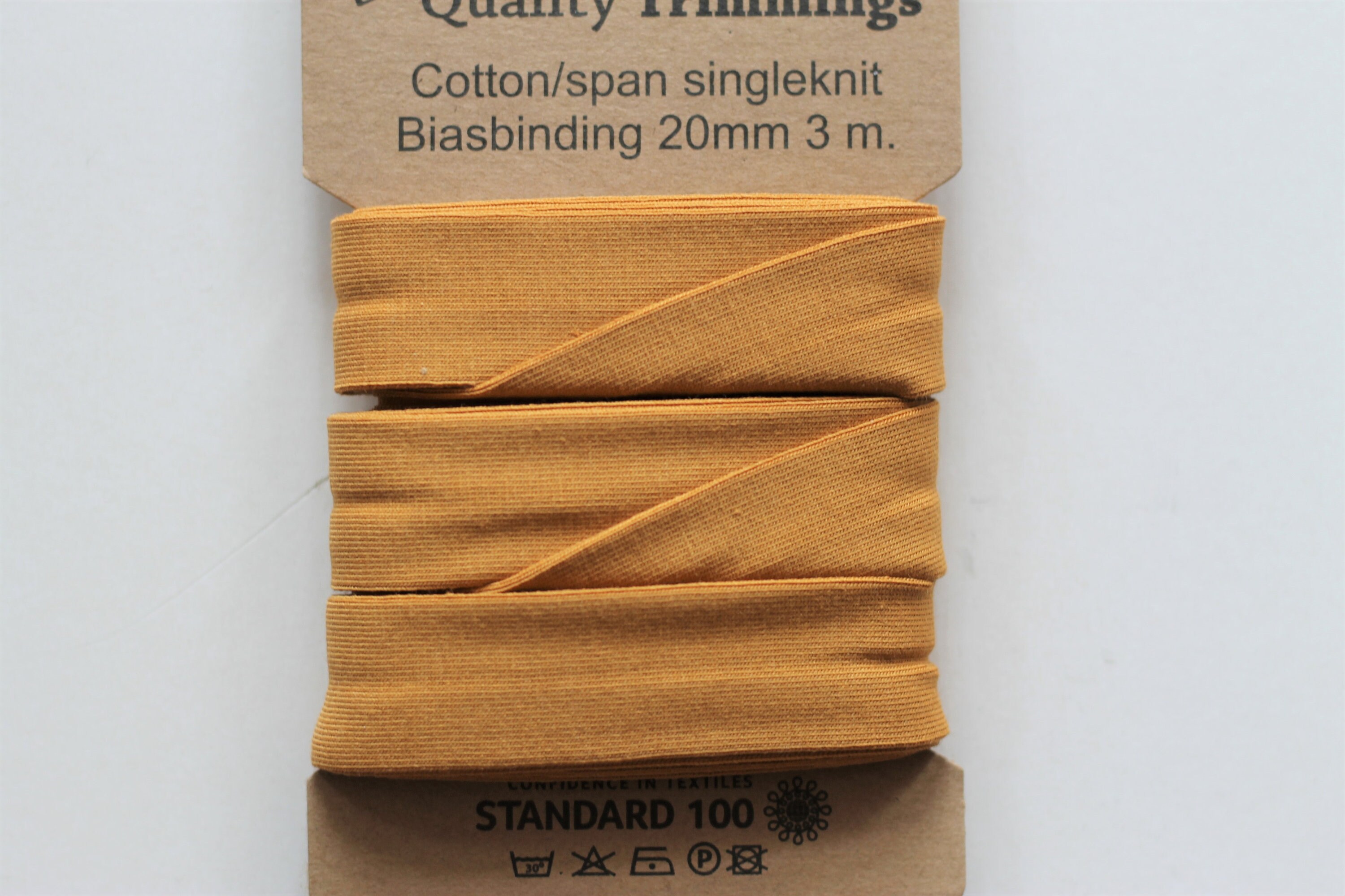 3 m OBLique ribbon jersey cotton | mustard ochre | 20 mm wide | edging ribbon jersey