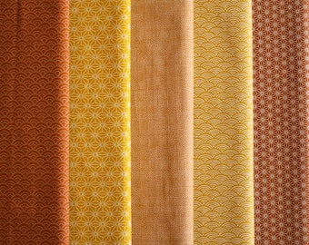 5er bundle JAPAN fat quarter | mustermix senf terra | baumwolle  (18.00 EUR/m)