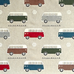 decorative fabric VOLKSWAGEN bus bulli | multicolor linen look (15.80 EUR/meter)