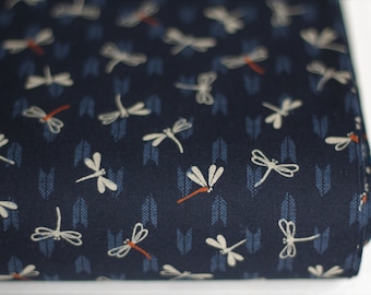 japan fabric SEVENBERRY dragonflies | cotton navy | japan traditional | dragonfly (18.80 EUR/meter)