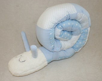 Snail decorative cushion draught excluder light blue