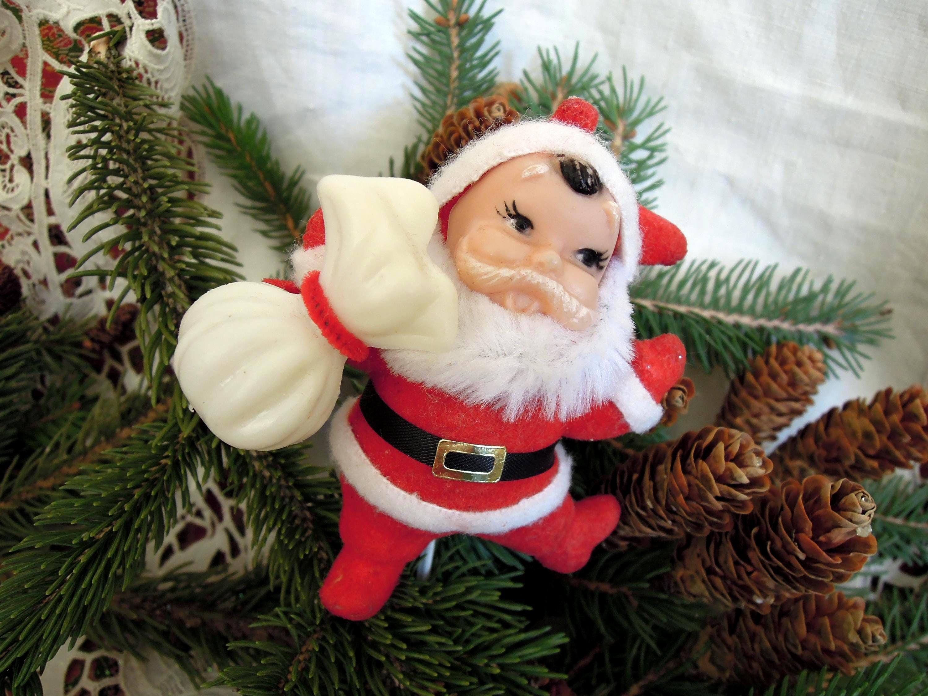 Vintage Flocked Dancing Santa - Etsy