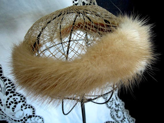 Vintage Mink Fascinator Hat/Mink Fascinator