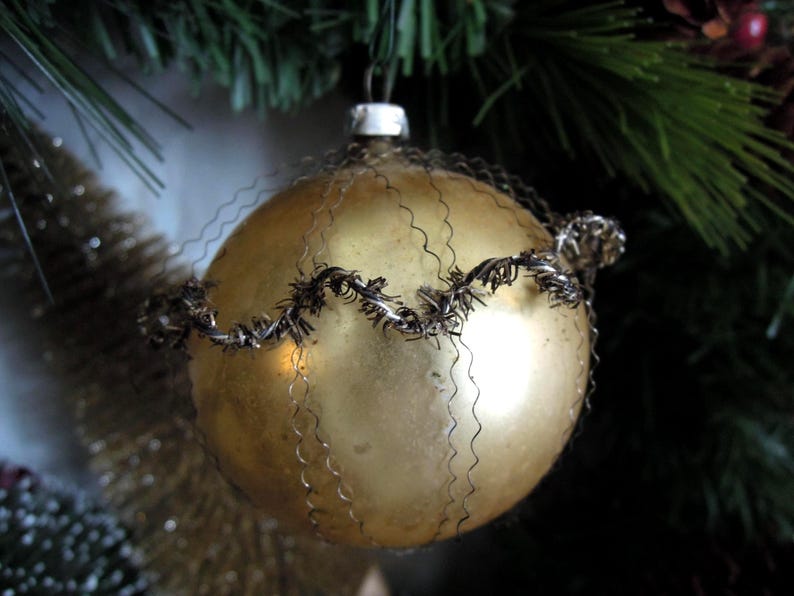 Vintage West German Mercury Glass Ornament With Wire Wrap - Etsy
