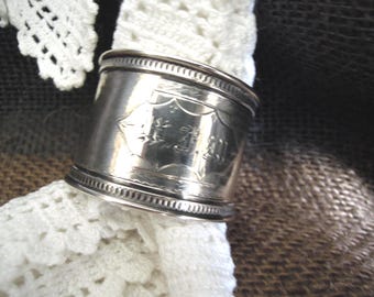Antique Sterling Silver Napkin Ring/Engraved Sterling