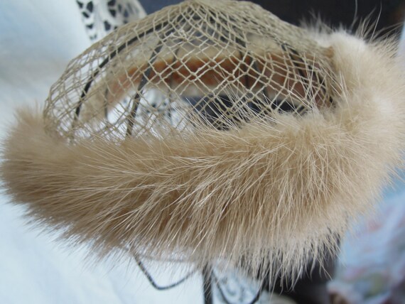 Vintage Mink Fascinator Hat/Mink Fascinator View 2