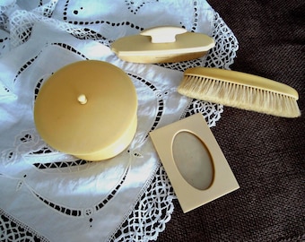 Vintage Art Deco Celluloid Vanity Set: 7-piece Marbled  display picture 3