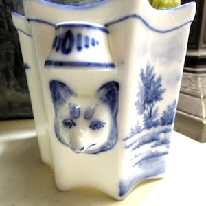 Vintage Delft Style Blue Porcelain Dish/Dutch Windmill Swane & Co Pot