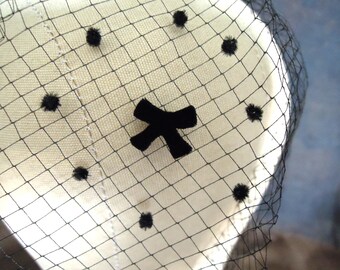 Vintage Hairnet w Velvet Bows/Poka dots