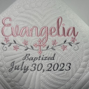 Baby Cross Baptism Blanket, Personalized Baby Girl Baptism or Christening Baby Quilt Gift, Personalized Baby Baptism Keepsake Gift