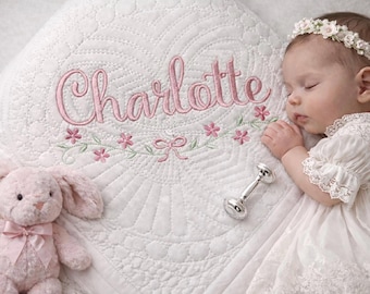 Personalisierte Baby Name Quilt - Erbstück Kinderzimmer Erinnerungsdecke