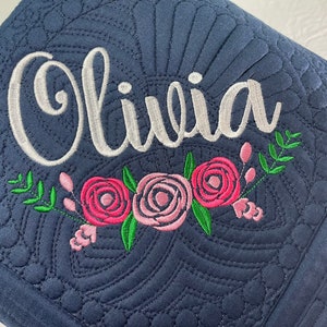 Heirloom Baby Quilt, Personalized Baby Girl Quilt, Beautiful Soft Floral Personalized Baby Girl Heirloom Quilt Keepsake Gift