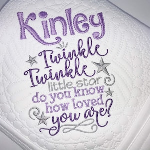 Personalized &quot;Twinkle, Twinkle Little Star&quot; Heirloom Baby Quilt, Personalized Baby Heirloom Keepsake Quilt Blanket, Newborn Baby Keepsake