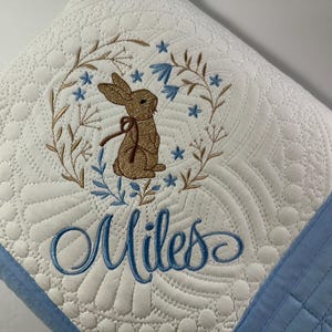 Edredón de reliquia para bebé, edredón de conejito personalizado para bebé niño, hermoso edredón de recuerdo de reliquia de conejito personalizado para bebé niño