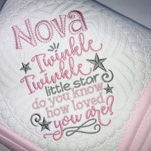 Personalized &quot;Twinkle, Twinkle Little Star&quot; Heirloom Baby Quilt, Personalized Baby Heirloom Keepsake Quilt Blanket, Newborn Baby Keepsake