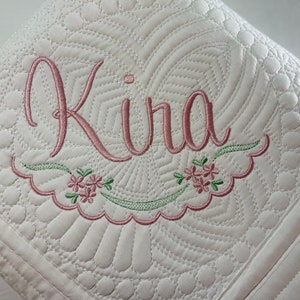 Personalized Heirloom Baby Quilt, Beautiful Soft Floral Personalized Baby Girl Heirloom Keepsake Quilt Blanket, Monogrammed Baby Keepsake
